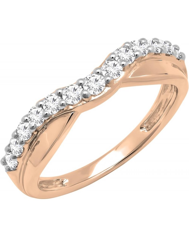 0.55 Carat (ctw) Round White Diamond Contour Wedding Band for Women in 14K Gold 9 Rose Gold $258.03 Bracelets