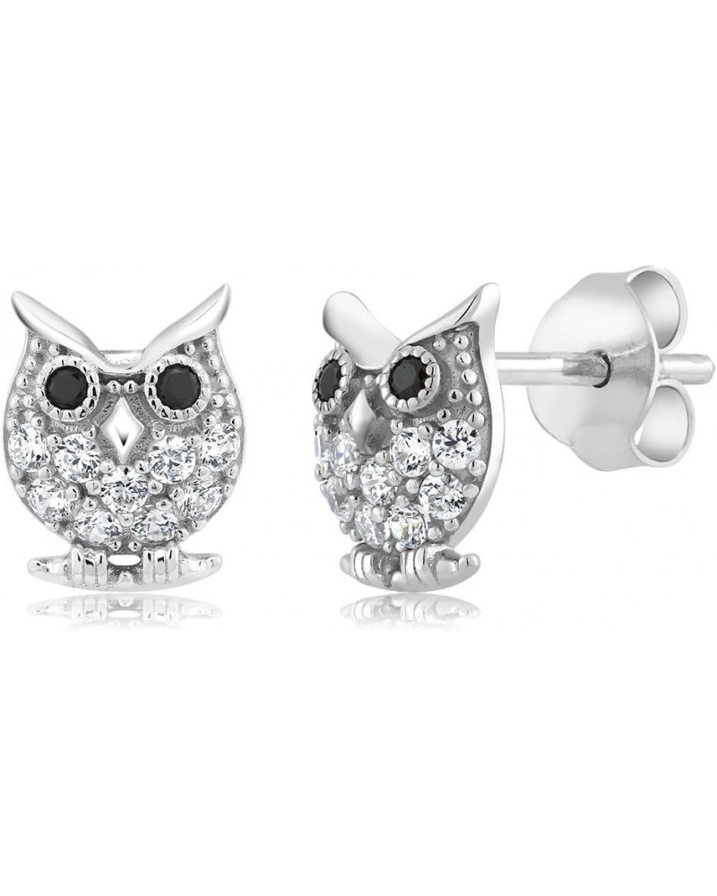 925 Sterling Silver Owl Shaped Stud Earrings For Women Girls Jewelry Gifts $20.64 Earrings