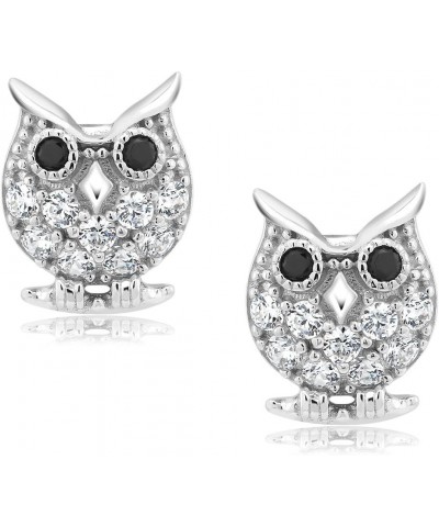 925 Sterling Silver Owl Shaped Stud Earrings For Women Girls Jewelry Gifts $20.64 Earrings