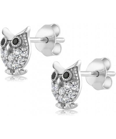 925 Sterling Silver Owl Shaped Stud Earrings For Women Girls Jewelry Gifts $20.64 Earrings