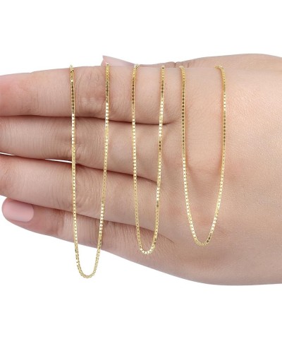 14K Gold Box Chain Necklace for Women (0.5mm Width, 14"-24" Length) - 14K Solid Gold Necklace & Real Gold Chain - Cadenas de ...