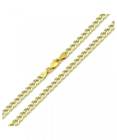 925 Italian Sterling Silver 2.5mm - 10.5mm Solid Cuban Diamond Cut Chain, ITProLux Yellow Gold Plated Pave Curb Link Necklace...