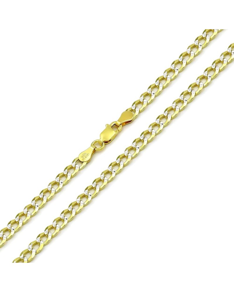 925 Italian Sterling Silver 2.5mm - 10.5mm Solid Cuban Diamond Cut Chain, ITProLux Yellow Gold Plated Pave Curb Link Necklace...