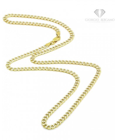 925 Italian Sterling Silver 2.5mm - 10.5mm Solid Cuban Diamond Cut Chain, ITProLux Yellow Gold Plated Pave Curb Link Necklace...