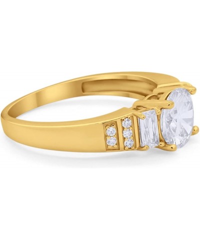 Art Deco Vintage Style Wedding Ring Three Stone Round Baguette 925 Sterling Silver Yellow Tone, Simulated CZ $14.10 Bracelets