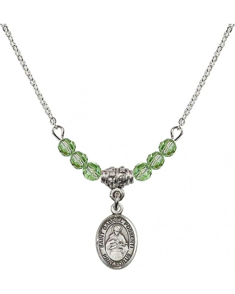 August Birth Month Bead Necklace with Catholic Patron Saint Petite Charm, 18 Inch Saint Gabriel Possenti $33.24 Necklaces