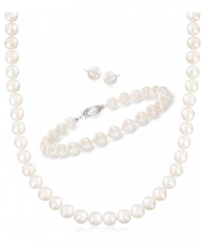 7-7.5mm Cultured Pearl Jewelry Set: Necklace, Bracelet and Stud Earrings in Sterling Silver 20.0 Inches $51.30 Jewelry Sets