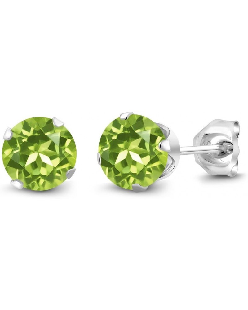 925 Sterling Silver Green Peridot Stud Earrings For Women (1.80 Cttw, Gemstone August Birthstone, Round 6MM) $10.08 Earrings