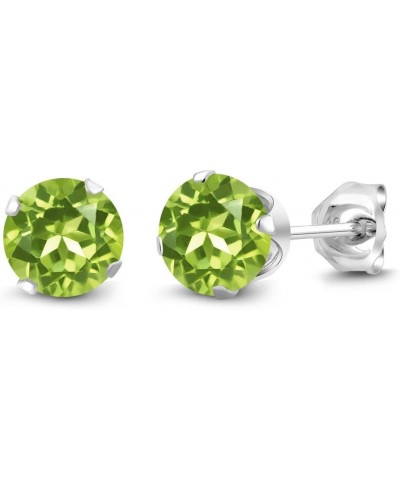 925 Sterling Silver Green Peridot Stud Earrings For Women (1.80 Cttw, Gemstone August Birthstone, Round 6MM) $10.08 Earrings