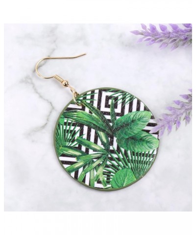 Lightweight Fun Print Leatherette Geometric Drop Earrings - Bohemian Hook Dangles Faux Leather Feather, Petal Leaf, Floral Te...