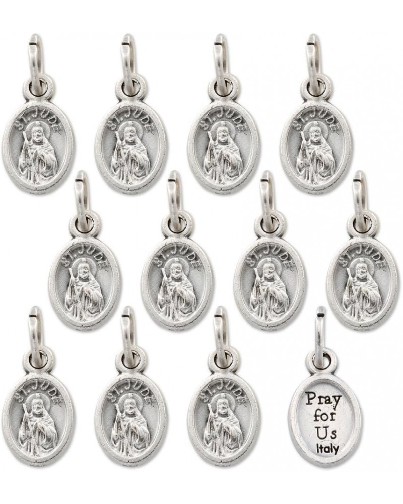 Catholic Religious Wear Saint Jude Medal Charm Pendant | Silver Tone - 0.31" Width x 0.55" Length - Pack of 12 $9.44 Pendants