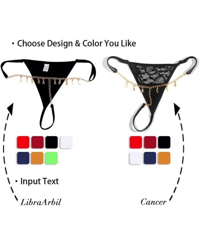 Personalized Sexy Thong for Women Custom Lace Letter Panties Chain Underwear Lover Gift for Birthday Valentine's Day 6-10lett...