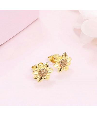 Gold Plated S925 Sterling Silver Dainty Small Tiny Ladybug with Pave Clear Cubic Zirconia Stud Earrings Fashion Jewelry for W...