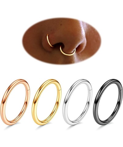 4pcs Nose Rings Hoops - 316L Surgical Steel Hypoallergenic Hoop Nose Rings for Women, 16G/18G/20G Hinged Clicker Septum Rings...