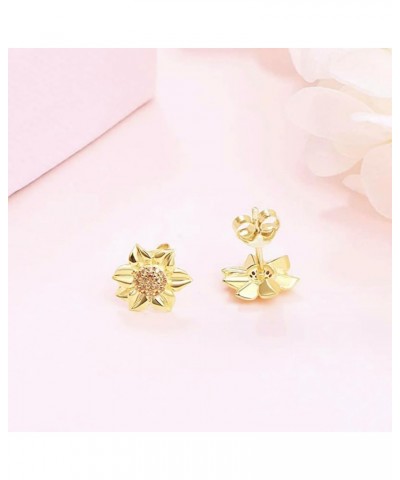 Gold Plated S925 Sterling Silver Dainty Small Tiny Ladybug with Pave Clear Cubic Zirconia Stud Earrings Fashion Jewelry for W...