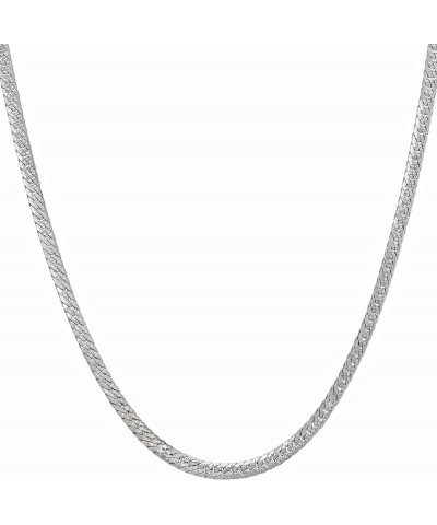 Crushed Herringbone Chain Necklaces for Women and Men 24k Gold Plated 16 inches 2.5mm White Gold $25.46 Necklaces