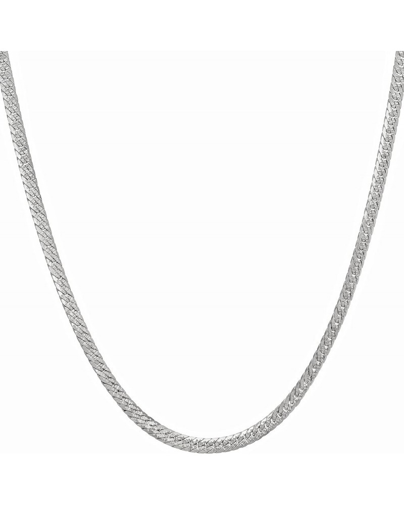 Crushed Herringbone Chain Necklaces for Women and Men 24k Gold Plated 16 inches 2.5mm White Gold $25.46 Necklaces