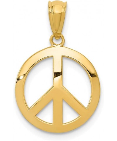 Solid 14k Yellow Gold Peace Sign Circle Pendant Charm - 30mm x 12mm $37.95 Pendants