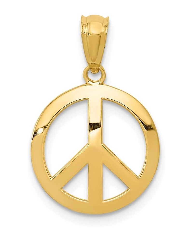 Solid 14k Yellow Gold Peace Sign Circle Pendant Charm - 30mm x 12mm $37.95 Pendants