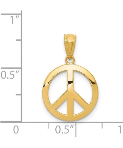 Solid 14k Yellow Gold Peace Sign Circle Pendant Charm - 30mm x 12mm $37.95 Pendants