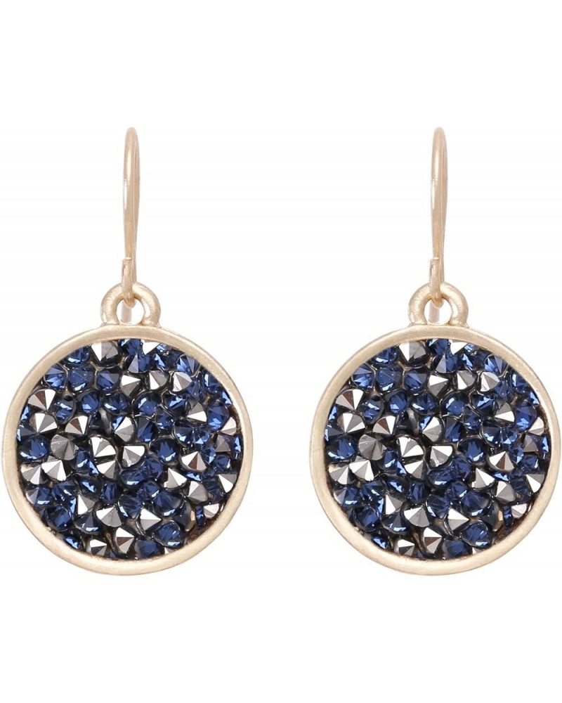 Sparkling & Glitter White Crystal Rhinestone on Circle Metal Dangle Earrings for Women CIRCLE BLUE $7.64 Earrings