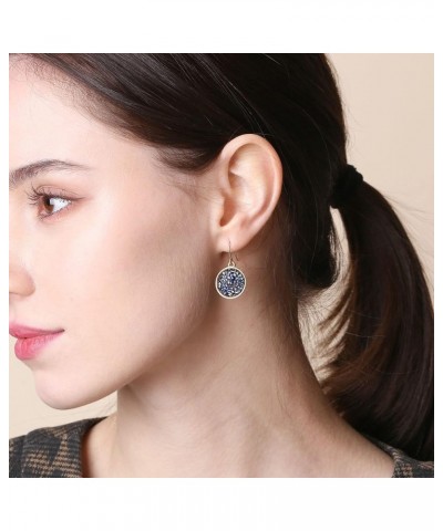 Sparkling & Glitter White Crystal Rhinestone on Circle Metal Dangle Earrings for Women CIRCLE BLUE $7.64 Earrings