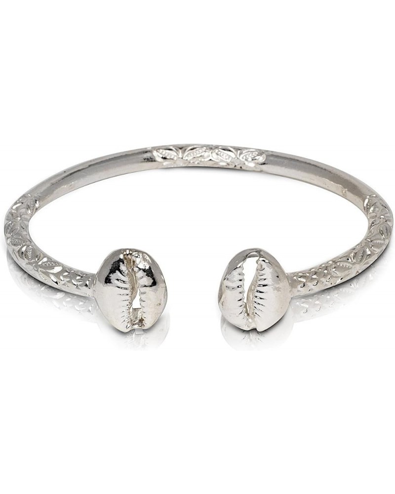 Solid .925 Sterling Silver Cowrie Shell Bangle (Made in USA) 9.0 Inches $44.16 Bracelets