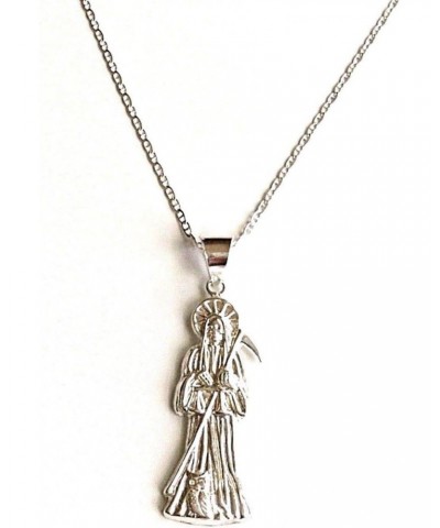 Birsppy 925 STERLING SILVER GRIM REAPER NECKLACE 20" LONG/925 PLATA CADENA DE LA SANTA MUERTE 20" LARGO -45x14mm $16.08 Neckl...