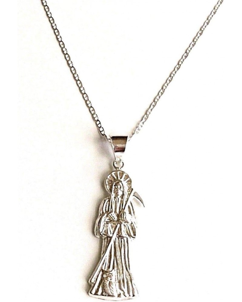 Birsppy 925 STERLING SILVER GRIM REAPER NECKLACE 20" LONG/925 PLATA CADENA DE LA SANTA MUERTE 20" LARGO -45x14mm $16.08 Neckl...