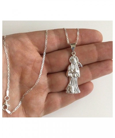 Birsppy 925 STERLING SILVER GRIM REAPER NECKLACE 20" LONG/925 PLATA CADENA DE LA SANTA MUERTE 20" LARGO -45x14mm $16.08 Neckl...