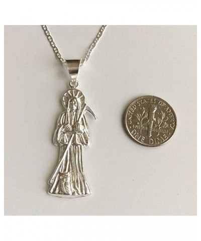 Birsppy 925 STERLING SILVER GRIM REAPER NECKLACE 20" LONG/925 PLATA CADENA DE LA SANTA MUERTE 20" LARGO -45x14mm $16.08 Neckl...