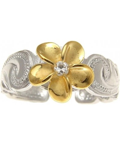 925 sterling silver rhodium plated yellow gold plated Hawaiian plumeria cz scroll cut out edge toe ring $16.52 Others