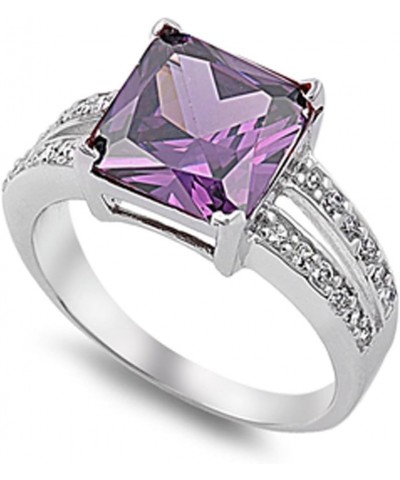 CHOOSE YOUR COLOR Sterling Silver Square Ring Purple (Simulated Amethyst) $16.99 Rings