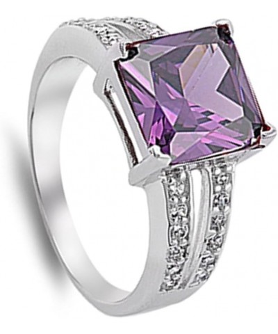 CHOOSE YOUR COLOR Sterling Silver Square Ring Purple (Simulated Amethyst) $16.99 Rings