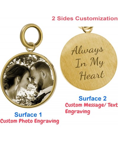 Laser Engraving Personalized Photo Picture and Message Text Round Pendant Dangle Bead for European Charm Bracelets Jewelry Me...