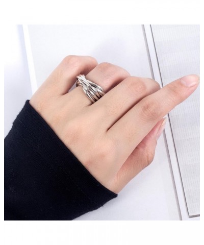 Nine Interlocking Rings s925 Sterling Silver Anxiety Ring Women's Stacking Ring Stacked Orbit Ring Gift Christmas Birthday 6 ...