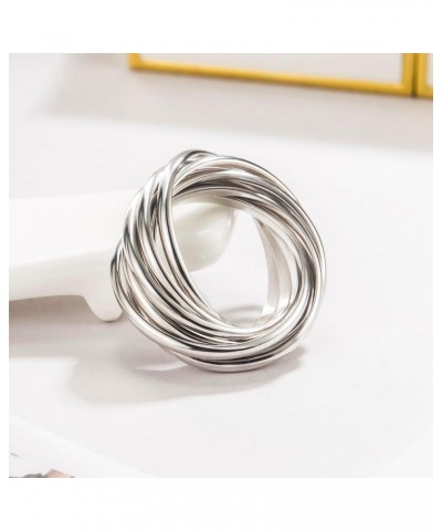 Nine Interlocking Rings s925 Sterling Silver Anxiety Ring Women's Stacking Ring Stacked Orbit Ring Gift Christmas Birthday 6 ...