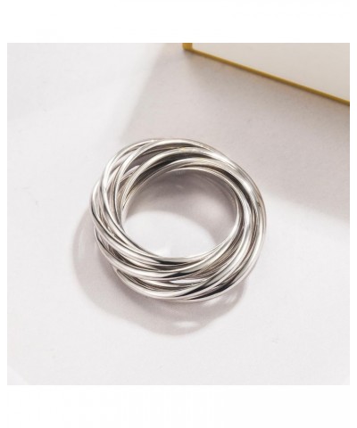 Nine Interlocking Rings s925 Sterling Silver Anxiety Ring Women's Stacking Ring Stacked Orbit Ring Gift Christmas Birthday 6 ...