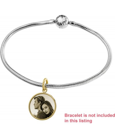 Laser Engraving Personalized Photo Picture and Message Text Round Pendant Dangle Bead for European Charm Bracelets Jewelry Me...