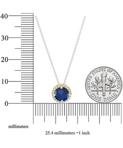 14K 5.5 MM Gemstone & Diamond Ladies Halo Style Pendant (Silver Chain Included), Yellow Gold Blue Sapphire $92.54 Necklaces