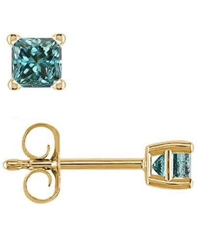 Princess cut Blue Diamond Stud (IGI Certified 0.70ct & up) AAA Quality, 0.04 ct - 2.00 ct Yellow Gold 0.4 carats $25.18 Earrings