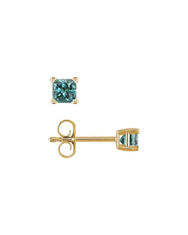 Princess cut Blue Diamond Stud (IGI Certified 0.70ct & up) AAA Quality, 0.04 ct - 2.00 ct Yellow Gold 0.4 carats $25.18 Earrings