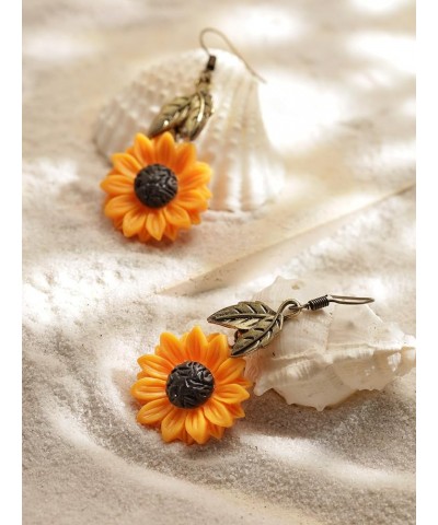 Vintage Boho Hippie Flower Sunflower Dangle Drop Earrings, Bohemian Summer Statement Jewelry Gift for Women 07 $7.01 Earrings