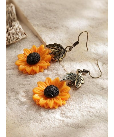 Vintage Boho Hippie Flower Sunflower Dangle Drop Earrings, Bohemian Summer Statement Jewelry Gift for Women 07 $7.01 Earrings