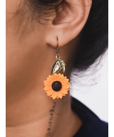 Vintage Boho Hippie Flower Sunflower Dangle Drop Earrings, Bohemian Summer Statement Jewelry Gift for Women 07 $7.01 Earrings