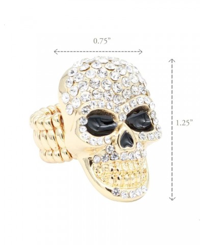 Skull Shape Rhinestone Stretch Ring for Women Size for 7-9 Gold $11.98 Rings