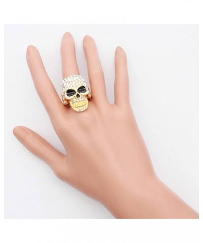 Skull Shape Rhinestone Stretch Ring for Women Size for 7-9 Gold $11.98 Rings