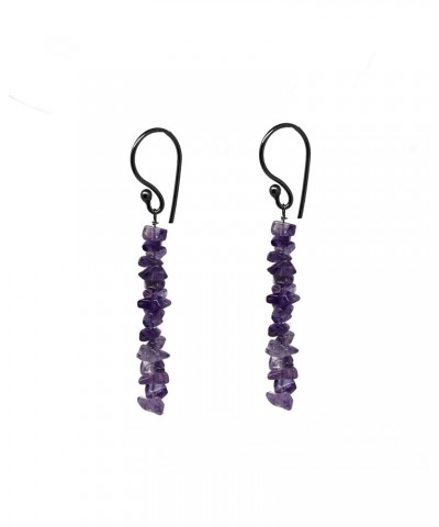 Amethyst Chips Crystal Earrings, February Birthstone, Purple Crystal Earring, Energy Healing Crystals, Gift for Her, Black Pl...