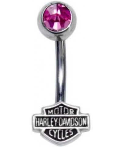 Harley-Davidson Women's Pink Cubic Zirconia Bar & Shield Belly Jewel HDZ0039 $30.22 Body Jewelry