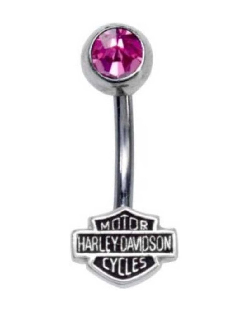 Harley-Davidson Women's Pink Cubic Zirconia Bar & Shield Belly Jewel HDZ0039 $30.22 Body Jewelry